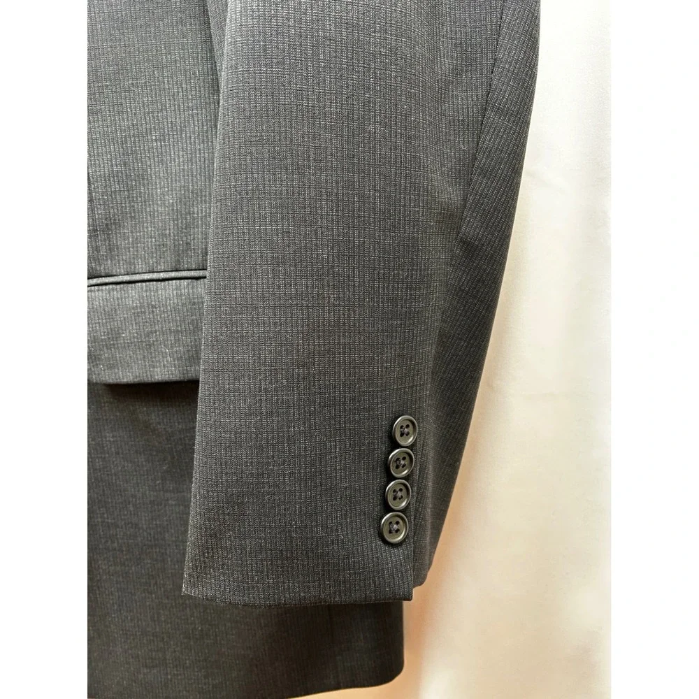 Hickey Freeman Wool Suit Set Men 48L 36x30 Gray USA Union Made 2-Piece Classic‎